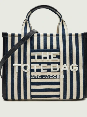 Marc Jacobs Shopperka The Stripe Canvas Medium Tote Bag | z dodatkiem skóry