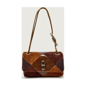 Marc Jacobs Skórzana torebka na ramię The Suede Patchwork Mini Dual | zamsz