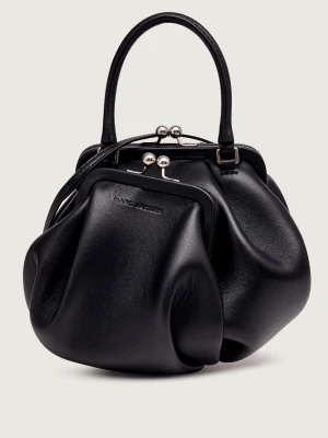 Marc Jacobs Skórzana torebka na ramię Wave Kisslock Bag Pasticcino czarny