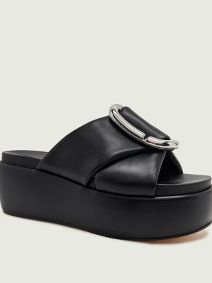 Marc Jacobs Skórzane klapki The Platform Sandal czarny
