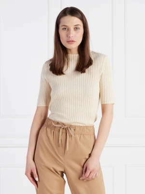Marc O' Polo Sweter Pullover cropped | Regular Fit | z dodatkiem lnu kremowy