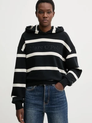 Marc O'Polo bluza bawełniana damska kolor beżowy z kapturem wzorzysta 600407354041