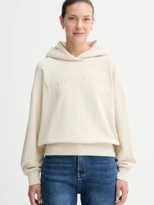 Marc O'Polo bluza bawełniana damska kolor beżowy z kapturem z aplikacją 508407354165
