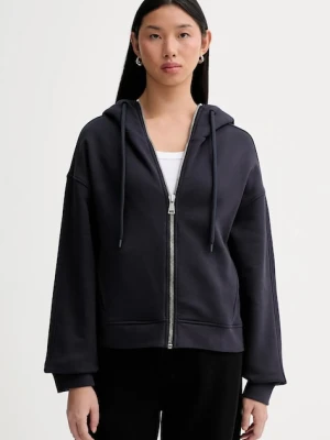 Marc O'Polo bluza bawełniana damska kolor granatowy z kapturem gładka 5000007531