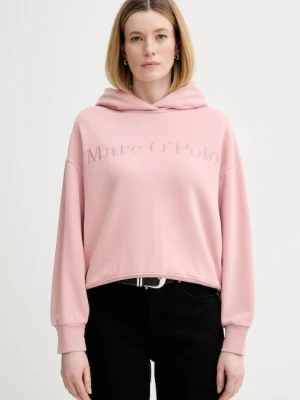 Marc O'Polo bluza bawełniana damska kolor różowy z kapturem z aplikacją 600407354165