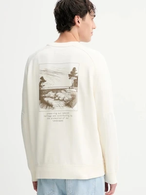 Marc O'Polo bluza bawełniana męska kolor beżowy wzorzysta 528401054020