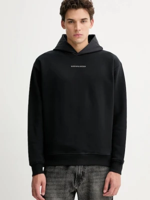 Marc O'Polo bluza bawełniana męska kolor czarny z kapturem z nadrukiem 5000007702