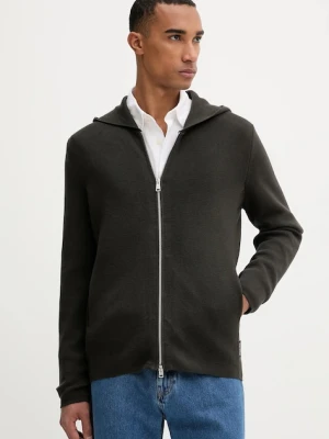 Marc O'Polo bluza bawełniana męska kolor zielony z kapturem gładka 528501661206