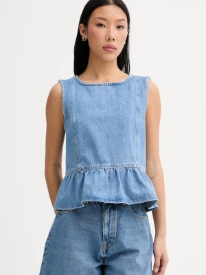 Marc O'Polo bluzka z falbanką damska jeansowa