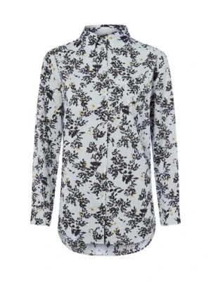 Marc O'Polo Damska bluzka koszulowa Kobiety Bawełna niebieski|czarny wzorzysty,