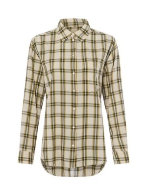 Marc O'Polo Damska bluzka koszulowa Kobiety Bawełna zielony|beżowy w kratkę,