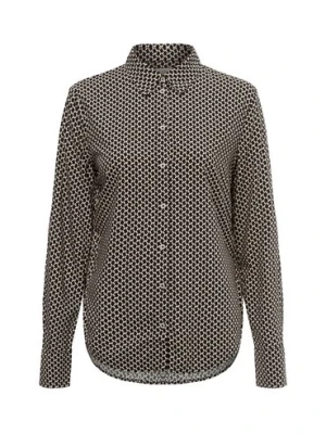 Marc O'Polo Damska bluzka koszulowa Kobiety wiskoza czarny|biały wzorzysty,