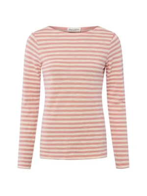 Marc O'Polo Damska koszulka z długim rękawem Kobiety Bawełna różowy|beżowy w paski,