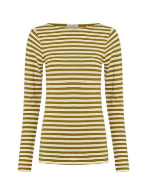 Marc O'Polo Damska koszulka z długim rękawem Kobiety Dżersej zielony|biały w paski,