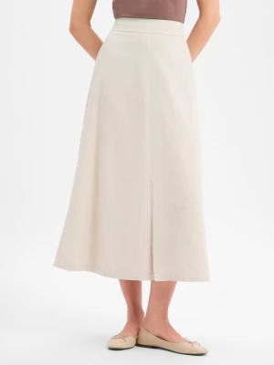 Marc O'Polo Damska spódnica midi z lnu Kobiety Bawełna beżowy,