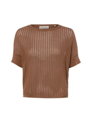 Marc O'Polo Damski sweter z krótkim rękawem i zawartością lnu Kobiety Bawełna brązowy,