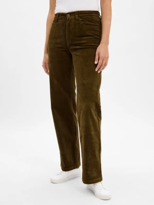 Marc O'Polo Denim Damskie spodnie sztruksowe Kobiety Bawełna zielony jednolity,