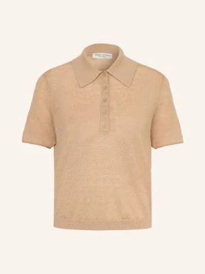 Marc O'polo Dzianinowa Koszulka Polo Z Lnu beige