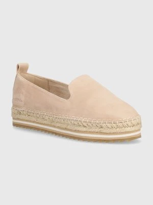 Marc O'Polo espadryle zamszowe kolor beżowy na platformie 40318323801305 NN2M3040