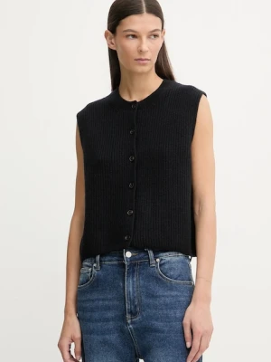 Marc O'Polo kamizelka z dodatkiem wełny damski kolor granatowy 600609065023