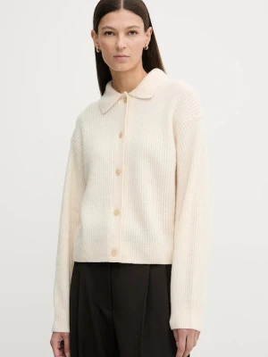 Marc O'Polo kardigan z dodatkiem wełny damski kolor beżowy ciepły 600609061081