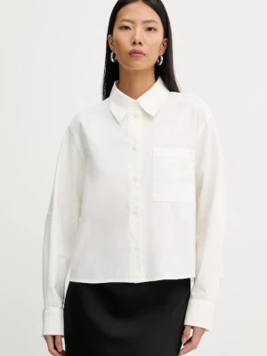 Marc O'Polo koszula bawełniana damska kolor beżowy relaxed z kołnierzykiem klasycznym 5000007466