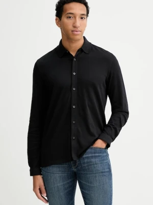 Marc O'Polo koszula bawełniana męska kolor czarny regular z kołnierzykiem klasycznym 529214455042