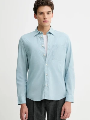 Marc O'Polo koszula bawełniana męska kolor niebieski regular z kołnierzykiem klasycznym 620720842090