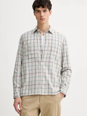 Marc O'Polo koszula bawełniana męska kolor szary regular z kołnierzykiem klasycznym 526724542108