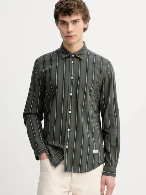 Marc O'Polo koszula bawełniana męska kolor zielony regular z kołnierzykiem klasycznym 5000007667