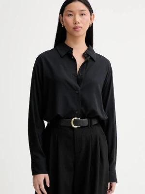 Marc O'Polo koszula damska kolor czarny regular z kołnierzykiem klasycznym 5000007985