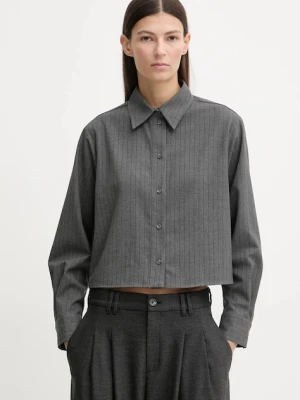 Marc O'Polo koszula damska kolor szary relaxed z kołnierzykiem klasycznym 5000007455