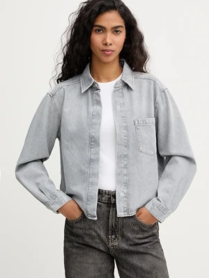 Marc O'Polo koszula jeansowa damska kolor szary relaxed z kołnierzykiem klasycznym 5000007394