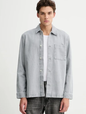Marc O'Polo koszula jeansowa męska kolor szary regular z kołnierzykiem klasycznym 5000007430