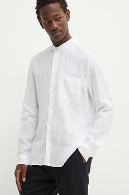 Marc O'Polo koszula lniana kolor biały regular ze stójką 7325868703287