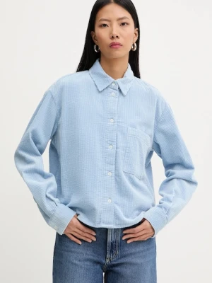 Marc O'Polo koszula sztruksowa damska kolor niebieski relaxed z kołnierzykiem klasycznym 5000007448