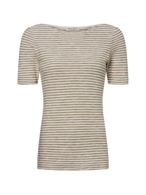 Marc O'Polo Koszulka damska Kobiety Bawełna brązowy|biały w paski,