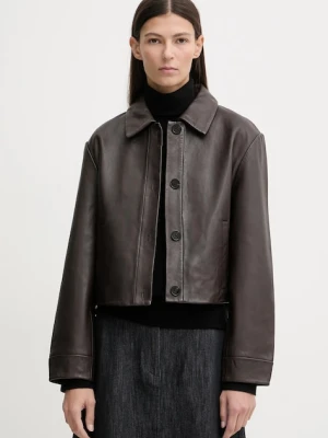 Marc O'Polo kurtka skórzana kolor brązowy przejściowa 510701073011