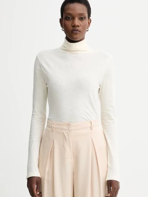 Marc O'Polo longsleeve bawełniany kolor beżowy z golfem 5000007063