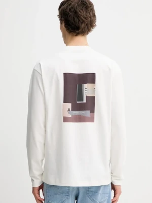 Marc O'Polo longsleeve bawełniany kolor beżowy z nadrukiem 620206452018