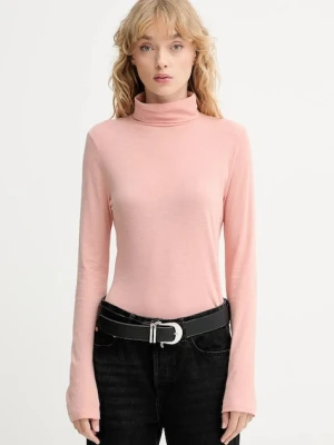 Marc O'Polo longsleeve bawełniany kolor różowy z golfem 5000007063