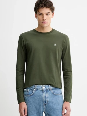 Marc O'Polo longsleeve bawełniany kolor zielony gładki 620201252210