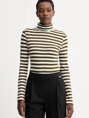 Marc O'Polo longsleeve bawełniany kolor zielony z golfem 5000007075