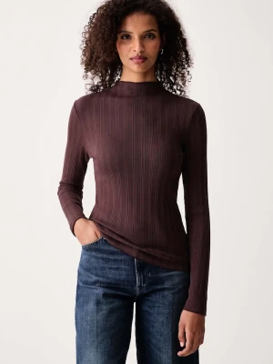 Marc O'Polo longsleeve damski bawełniany z elastanem brązowy