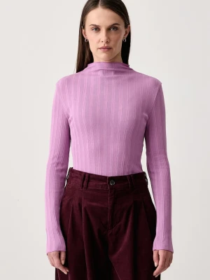 Marc O'Polo longsleeve damski bawełniany z elastanem fioletowy