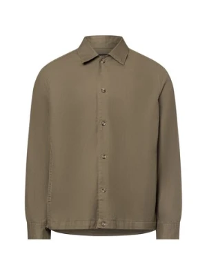 Marc O'Polo Męska koszula casual z zawartością lnu Mężczyźni Comfort Fit Bawełna zielony jednolity,