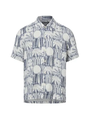 Marc O'Polo Męska koszula lniana Mężczyźni Regular Fit len (100%) niebieski|wielokolorowy,