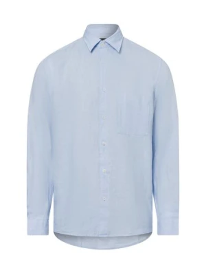 Marc O'Polo Męska koszula lniana Mężczyźni Regular Fit len niebieski jednolity,