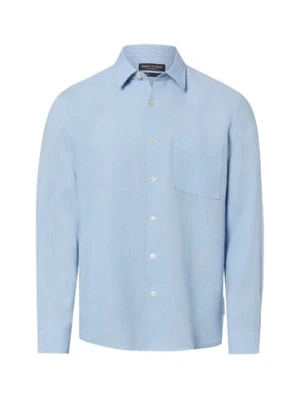 Marc O'Polo Męska koszula lniana na co dzień Mężczyźni Regular Fit len niebieski jednolity,