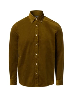 Marc O'Polo Męska koszula sztruksowa Mężczyźni Regular Fit Bawełna zielony jednolity,